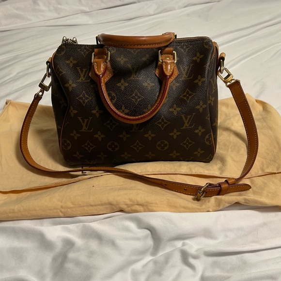 Louis Vuitton Speedy Bandouliere Top Handle Bag 25 Brown Canvas - Picture 1 of 12